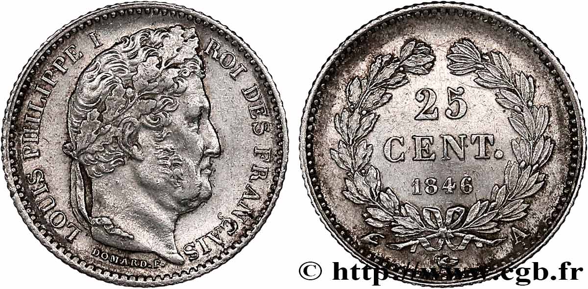25 centimes Louis-Philippe 1846 Paris F.167/5 TTB+ 
