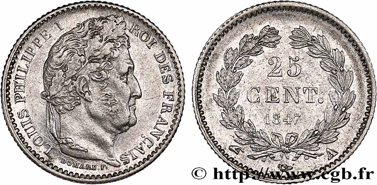 25 centimes Louis-Philippe 1847 Paris F.167/9 TTB+ 