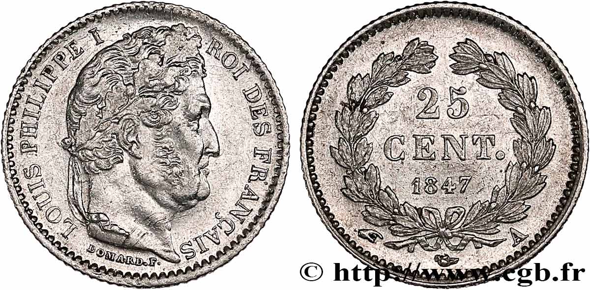 25 centimes Louis-Philippe 1847 Paris F.167/9 TTB 