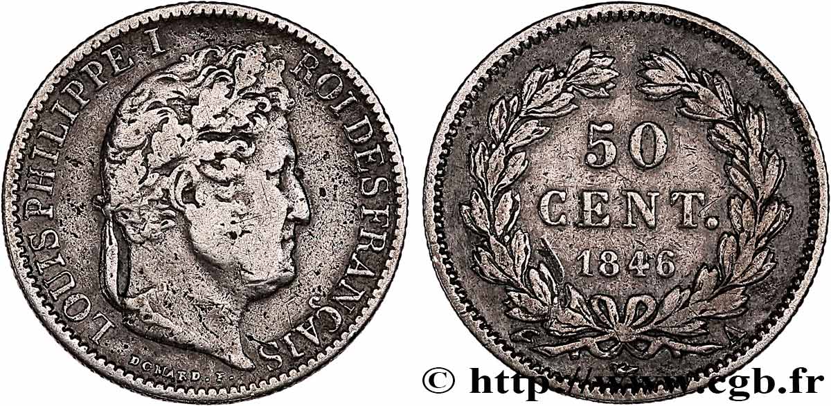 50 centimes Louis-Philippe 1846 Paris F.183/7 VF 