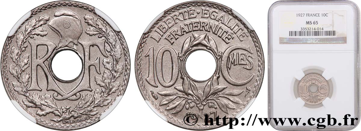 10 centimes Lindauer 1927  F.138/14 ST65 NGC