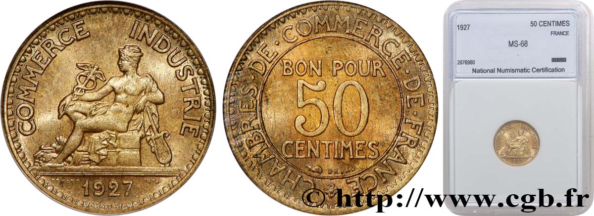 50 centimes Chambres de Commerce 1927 Paris F.191/9 FDC65 autre
