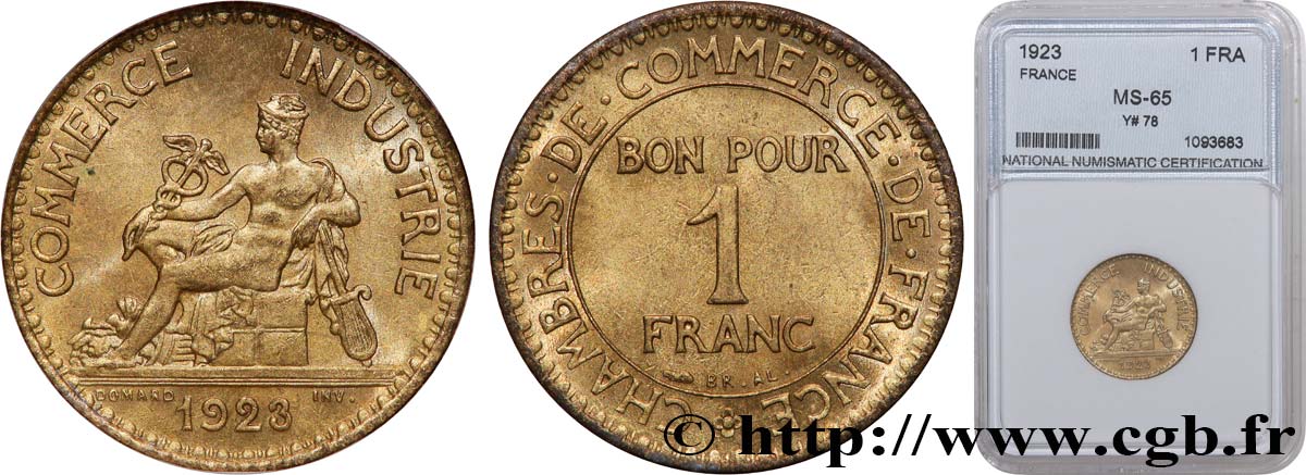 1 franc Chambres de Commerce 1923 Paris F.218/5 SPL autre