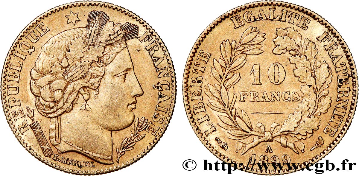 10 francs or Cérès, Troisième République 1899 Paris F.508/5 TTB+ 