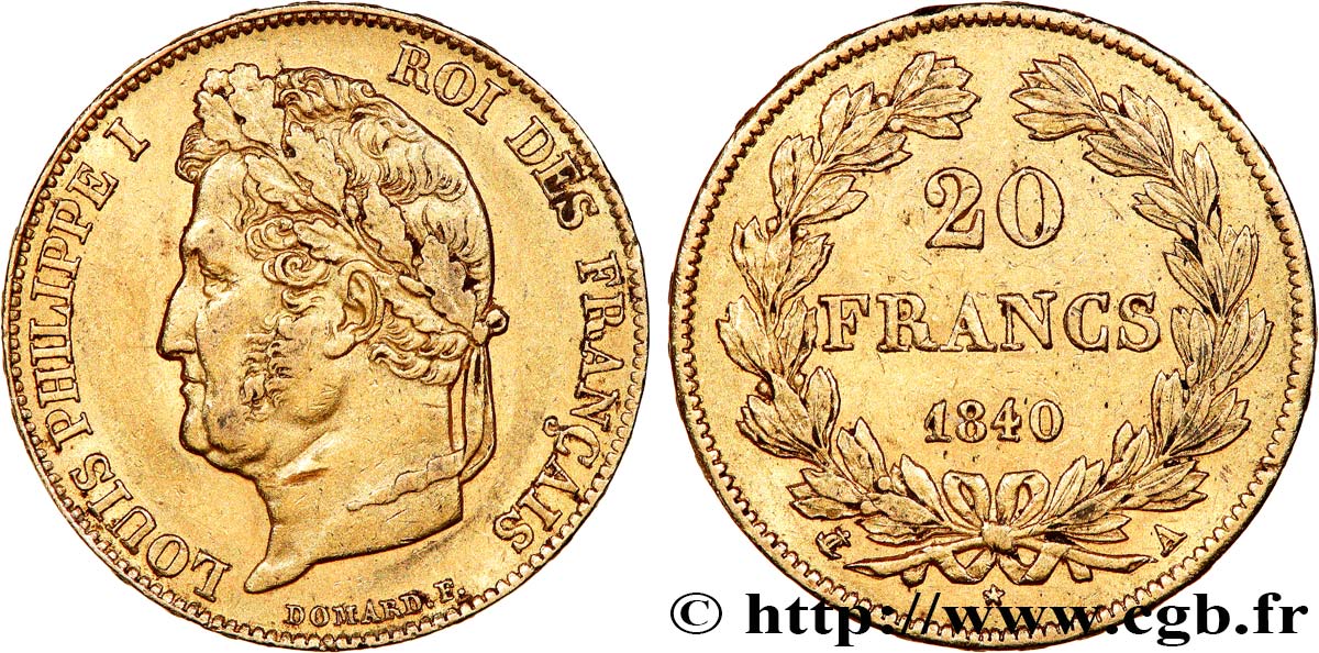 20 francs or Louis-Philippe, Domard 1840 Paris F.527/22 TTB 