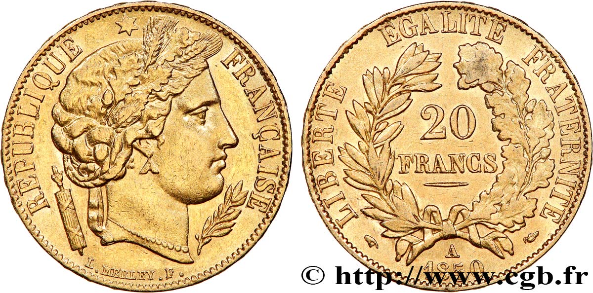 20 francs or Cérès 1850 Paris F.529/3 AU 