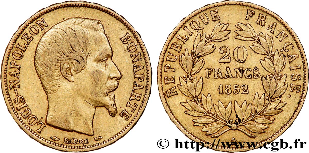 20 francs or Louis-Napoléon 1852 Paris F.530/1 XF 