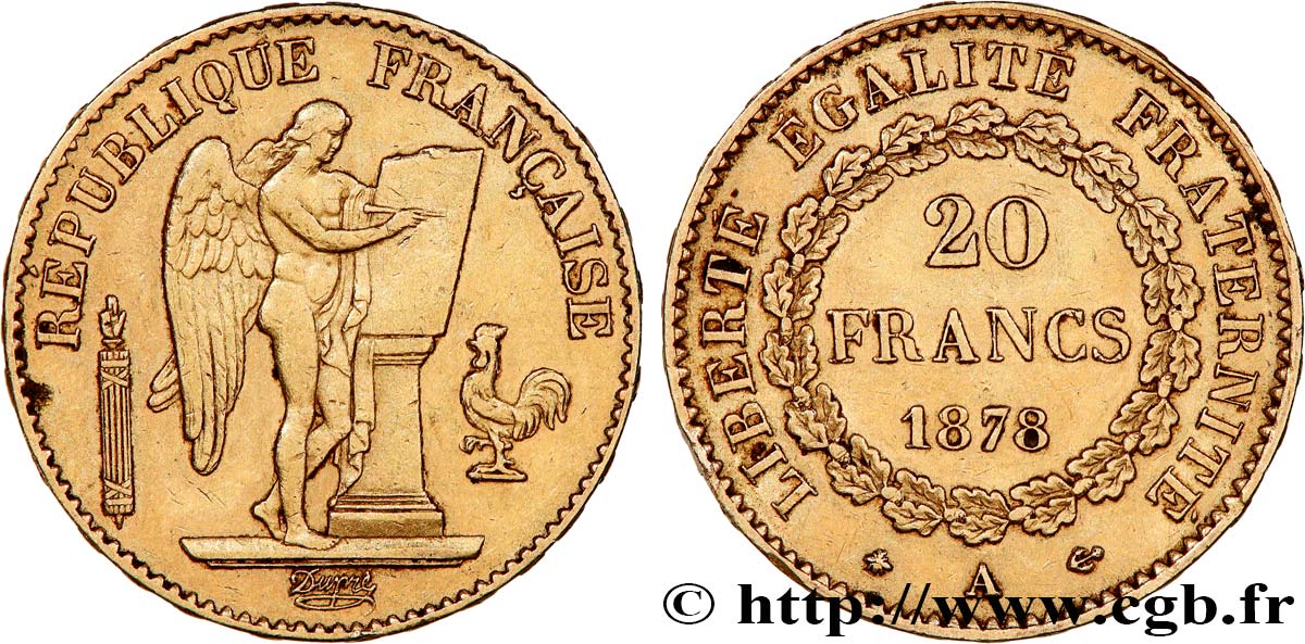 20 francs or Génie, Troisième République 1878 Paris F.533/6 XF 