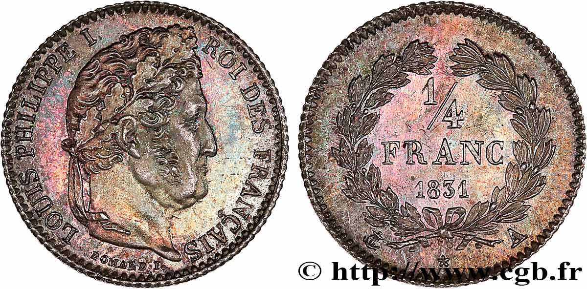 1/4 franc Louis-Philippe 1831 Paris F.166/1 MS63 