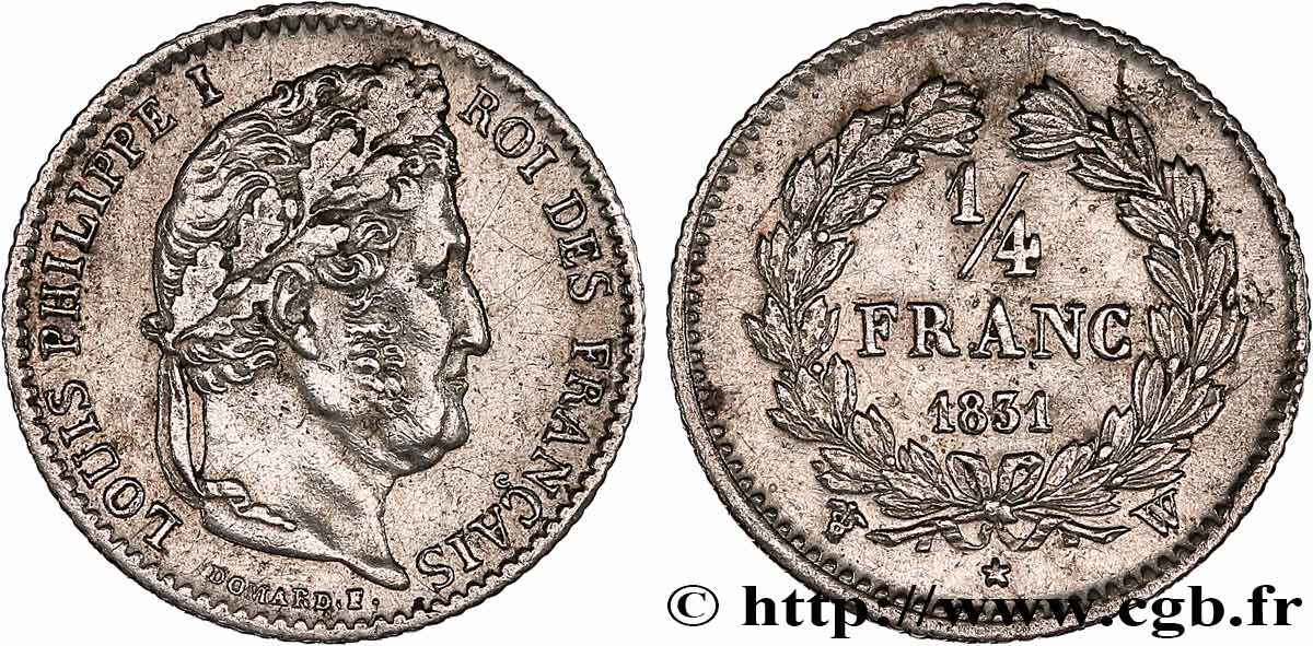 1/4 franc Louis-Philippe 1831 Lille F.166/11 XF 