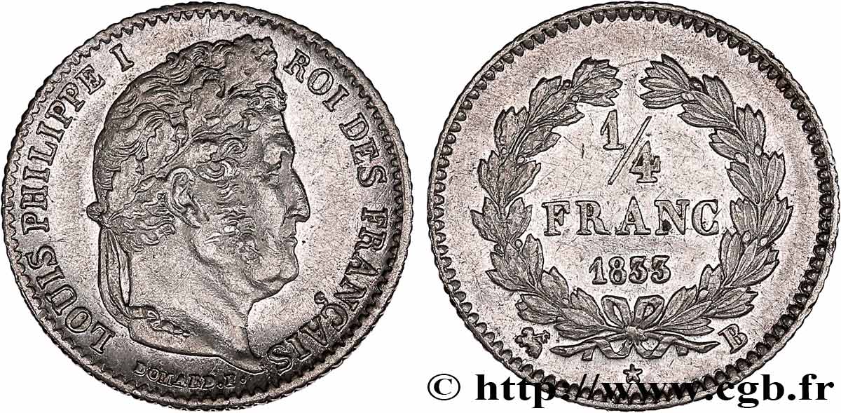 1/4 franc Louis-Philippe 1833 Rouen F.166/31 AU 