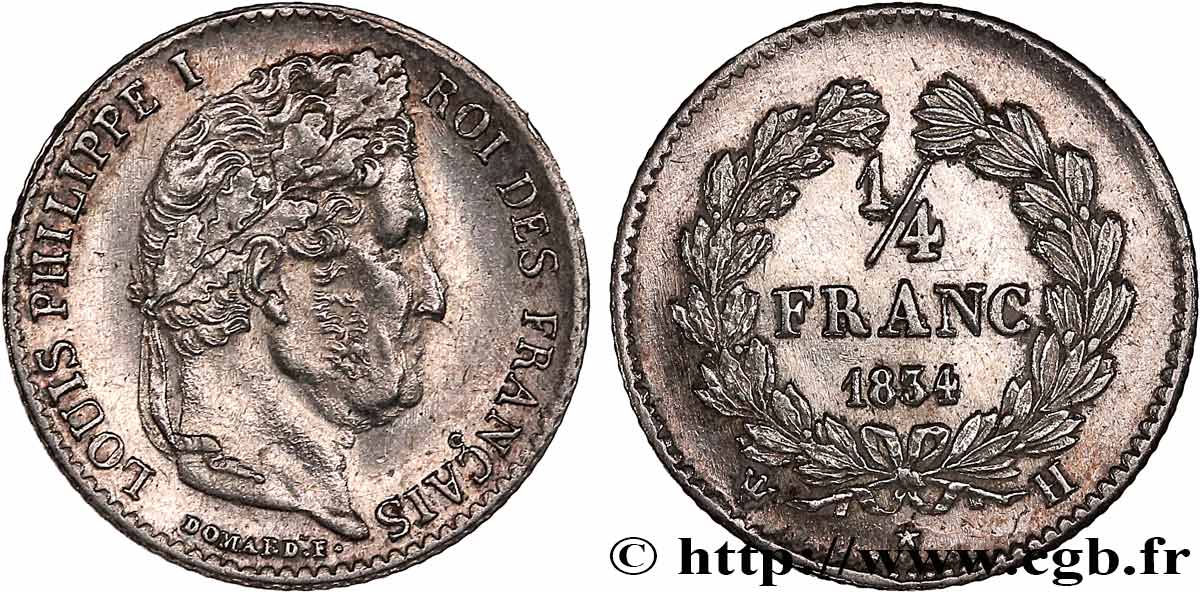 1/4 franc Louis-Philippe 1834 La Rochelle F.166/41 AU 