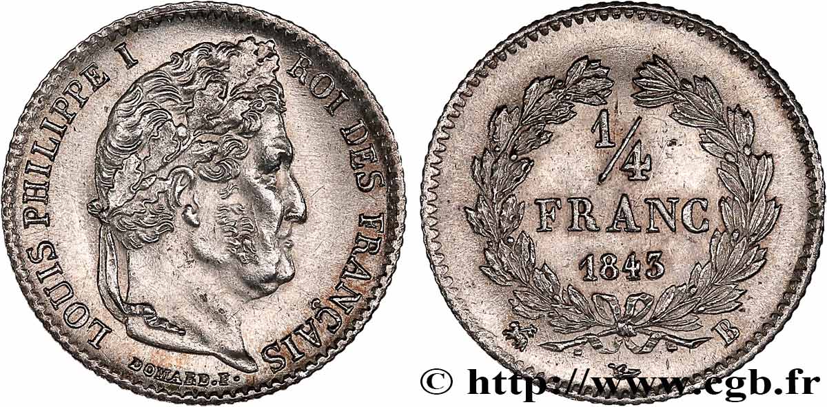 1/4 franc Louis-Philippe 1843 Rouen F.166/94 AU 