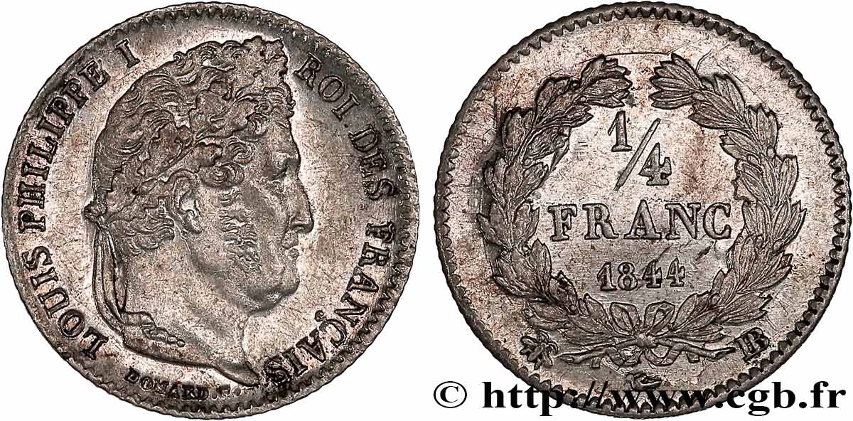 1/4 franc Louis-Philippe 1844 Strasbourg F.166/99 MBC53 