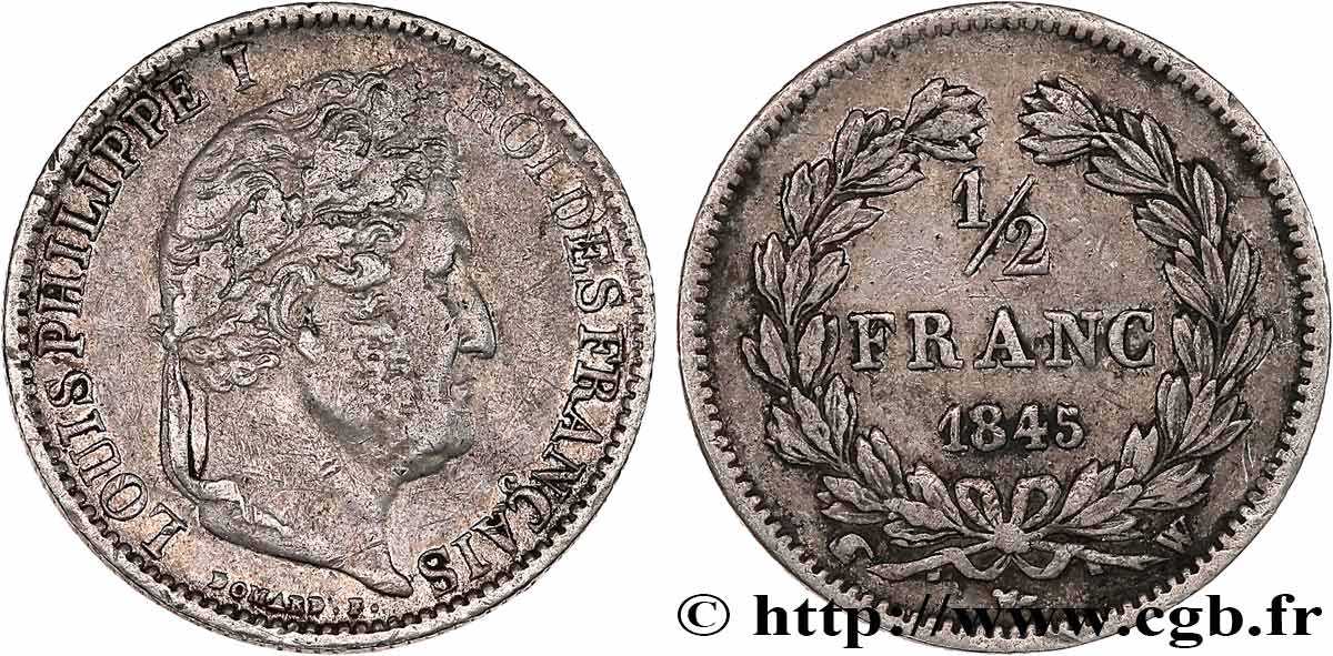 1/2 franc Louis-Philippe 1845 Lille F.182/110 VF35 