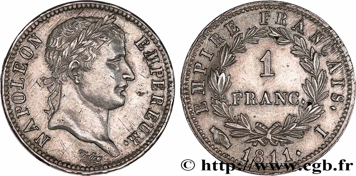 1 franc Napoléon Ier tête laurée, Empire français 1811 Limoges F.205/32 TTB+ 