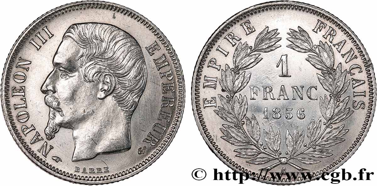 1 franc Napoléon III, tête nue 1856 Paris F.214/6 SUP+ 