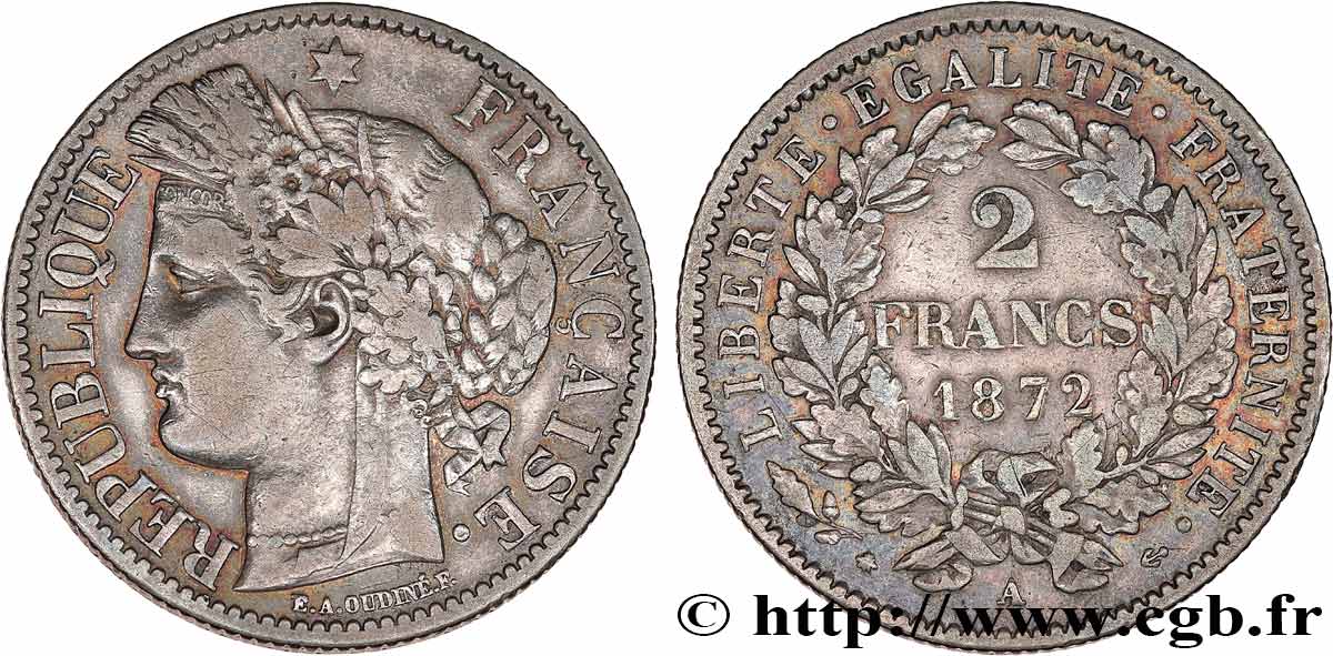 2 francs Cérès, avec légende 1872 Paris F.265/8 VF35 