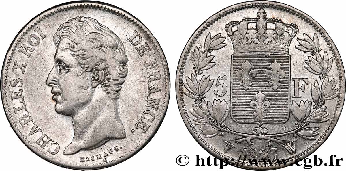 5 francs Charles X, 2e type 1827 Lille F.311/13 q.BB 
