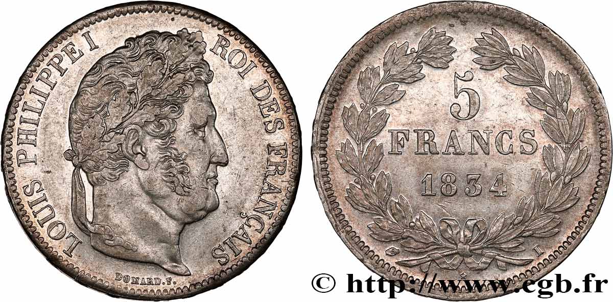 5 francs IIe type Domard 1834 Limoges F.324/34 SS53 