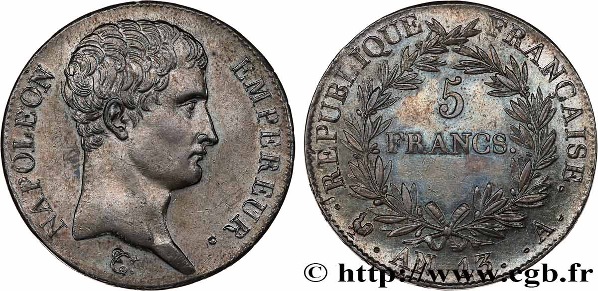 5 francs Napoléon Empereur, Calendrier révolutionnaire 1805 Paris F.303/2 EBC 