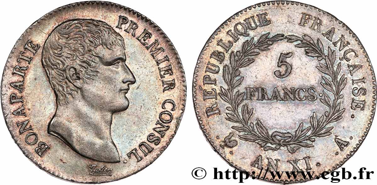 5 francs Bonaparte Premier Consul 1803 Paris F.301/1 fVZ 