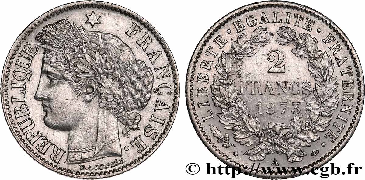 2 francs Cérès, avec légende 1873 Paris F.265/10 AU 