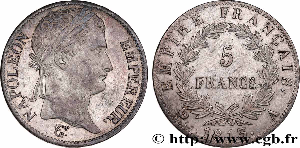 5 francs Napoléon Empereur, Empire français 1813 Paris F.307/58 q.SPL 