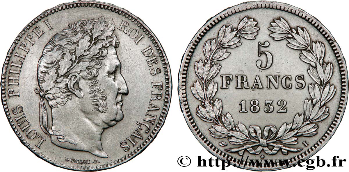 5 francs, IIe type Domard 1832 Limoges F.324/6 TTB+ 