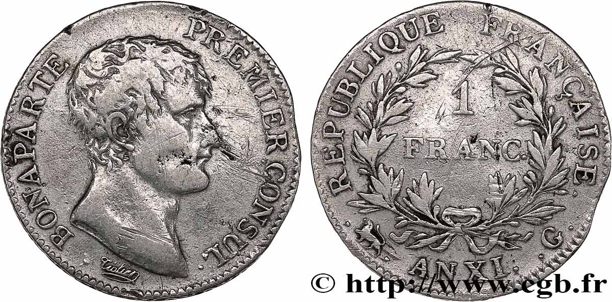 1 franc Bonaparte Premier Consul 1803 Genève F.200/3 TB 