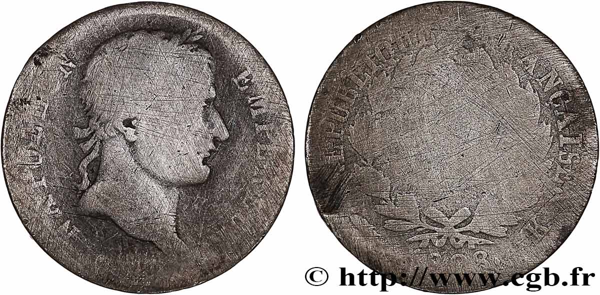 1 franc Napoléon Ier tête laurée, République française 1808 Bordeaux F.204/8 AB 