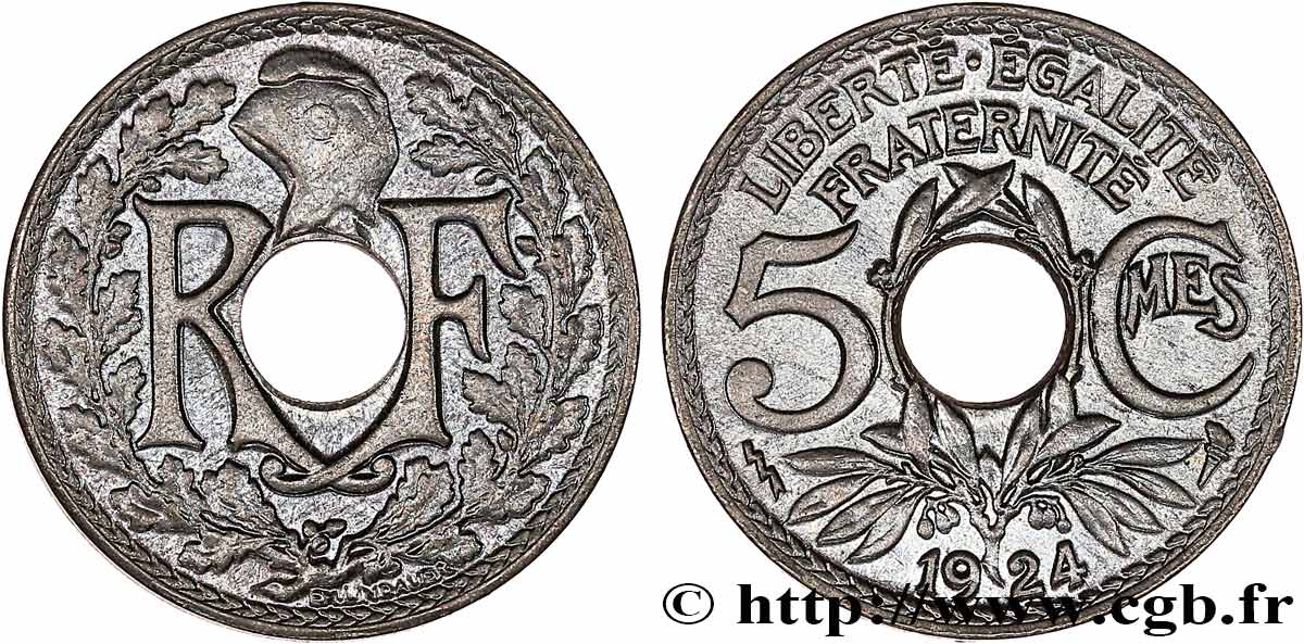 5 centimes Lindauer, petit module 1924 Poissy F.122/9 SUP60 