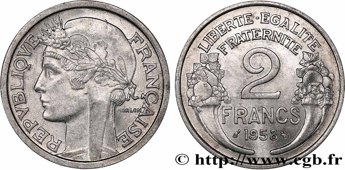 2 francs Morlon, aluminium 1958  F.269/18 EBC62 