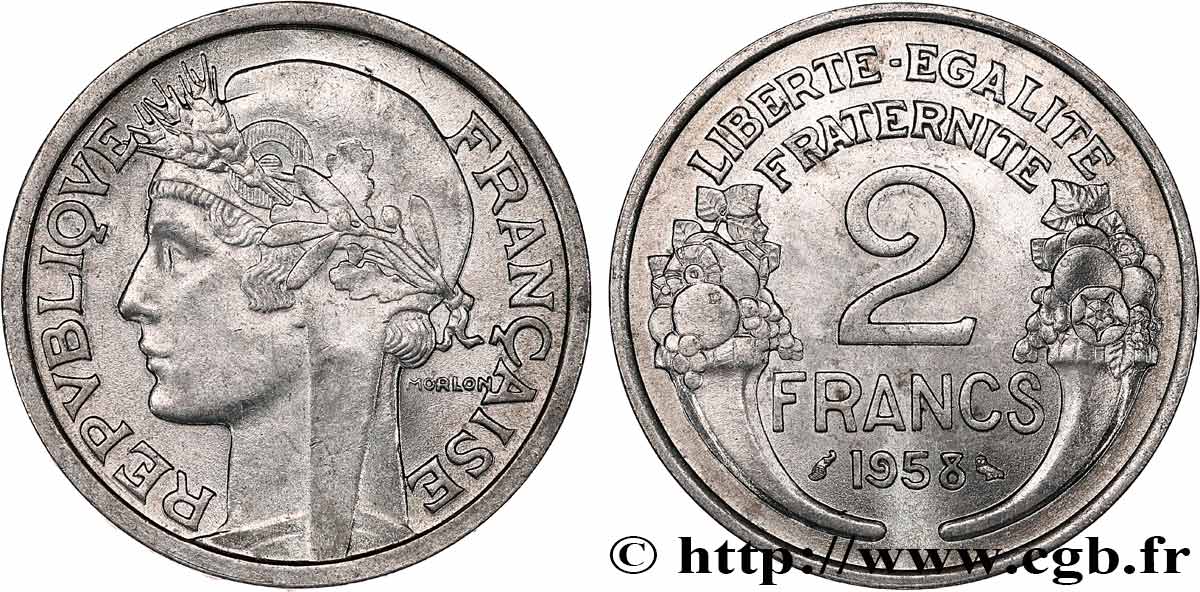 2 francs Morlon, aluminium 1958  F.269/18 SUP62 