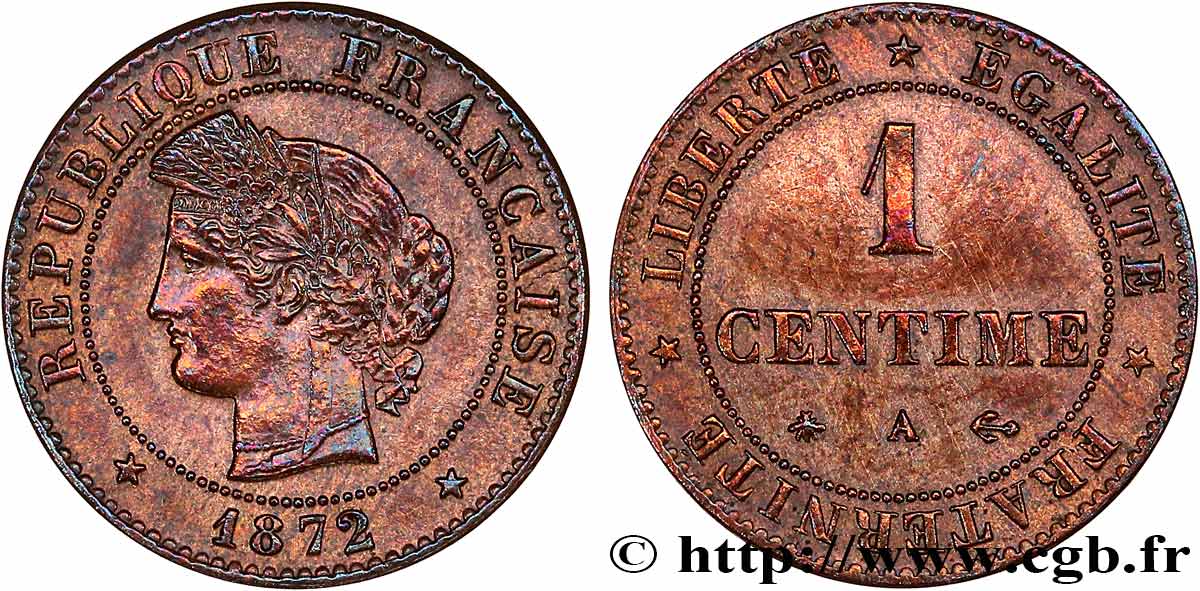 1 centime Cérès 1872 Paris F.104/1 TTB 