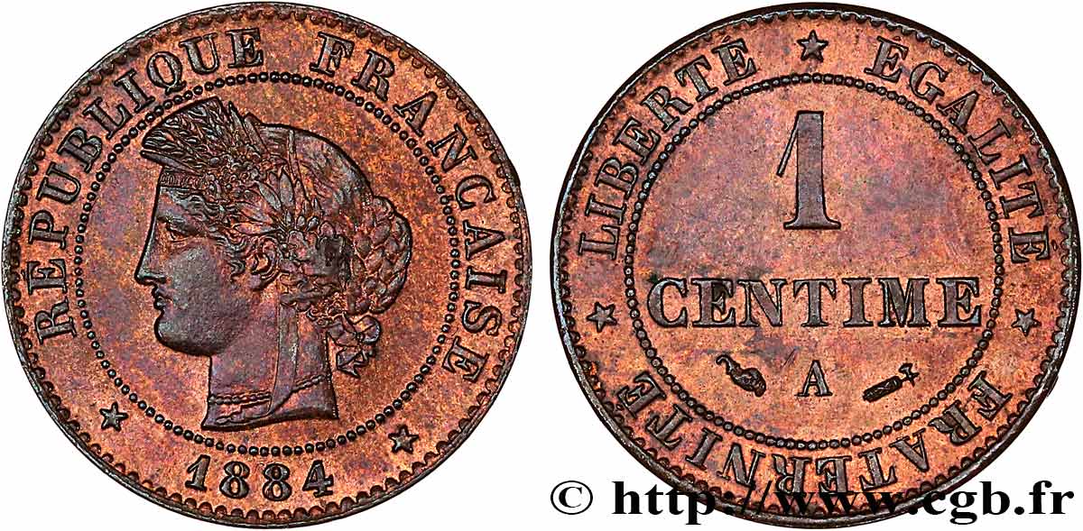 1 centime Cérès 1884 Paris F.104/11 SUP58 