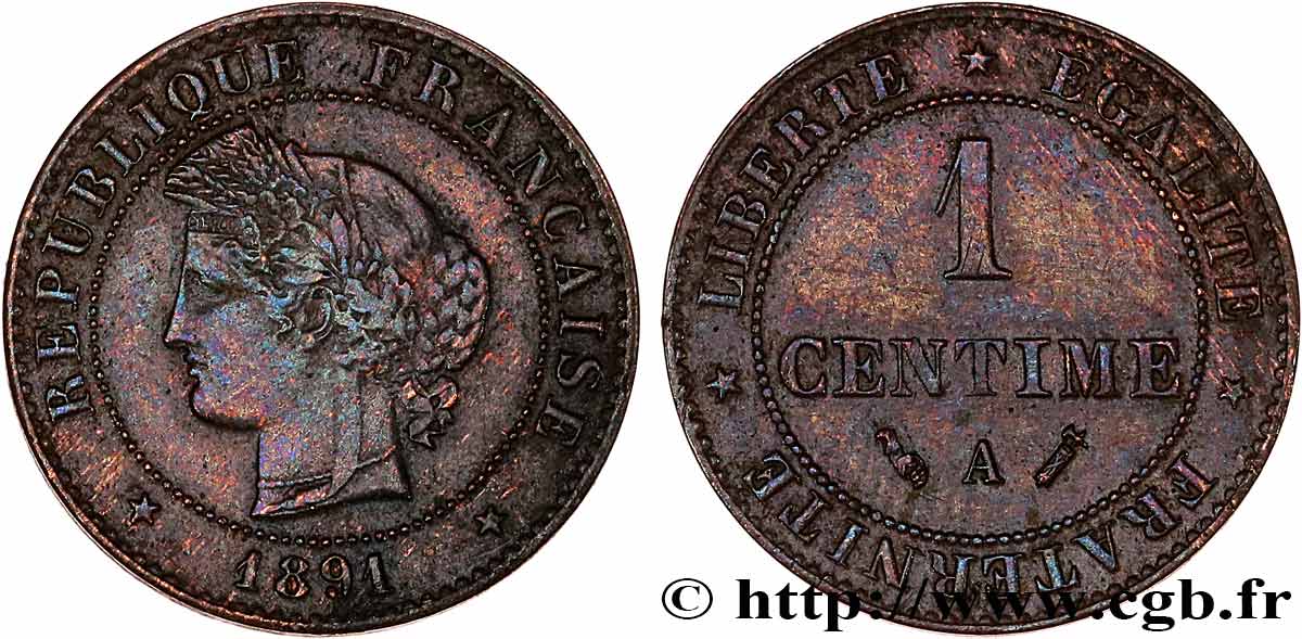1 centime Cérès 1891 Paris F.104/18 XF 