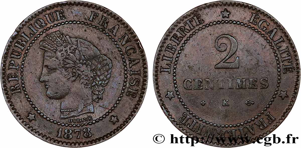 2 centimes Cérès 1878 Bordeaux F.109/4 q.BB 