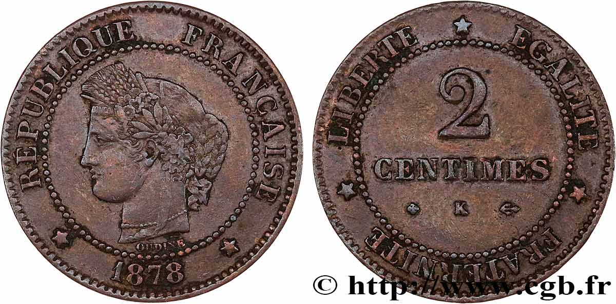 2 centimes Cérès 1878 Bordeaux F.109/4 VF 