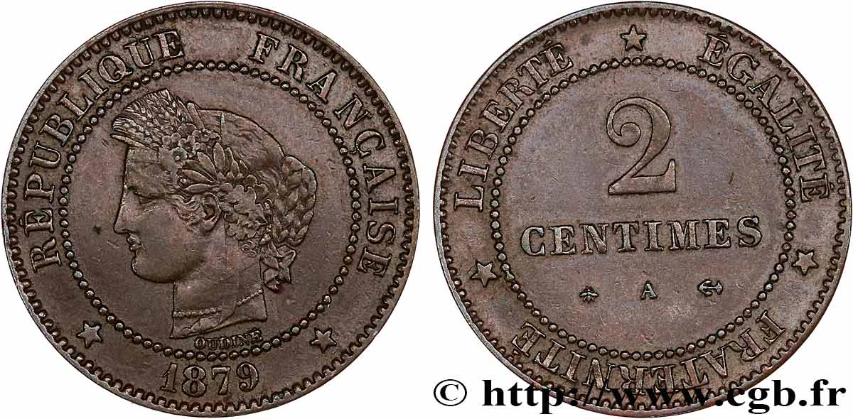 2 centimes Cérès 1879 Paris F.109/6 TB35 