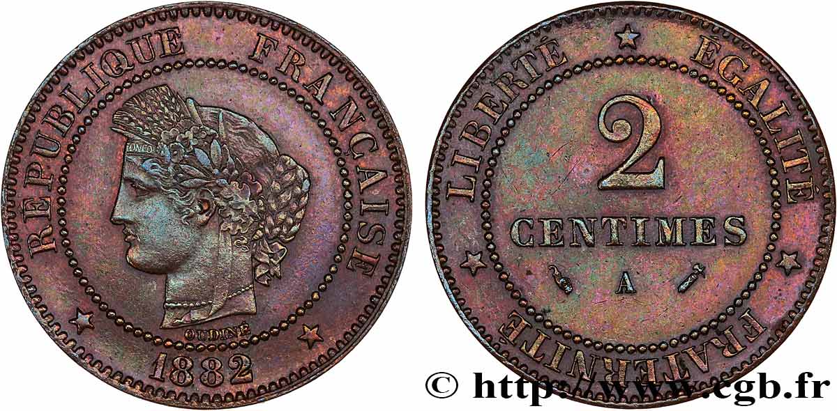 2 centimes Cérès 1882 Paris F.109/7 XF 