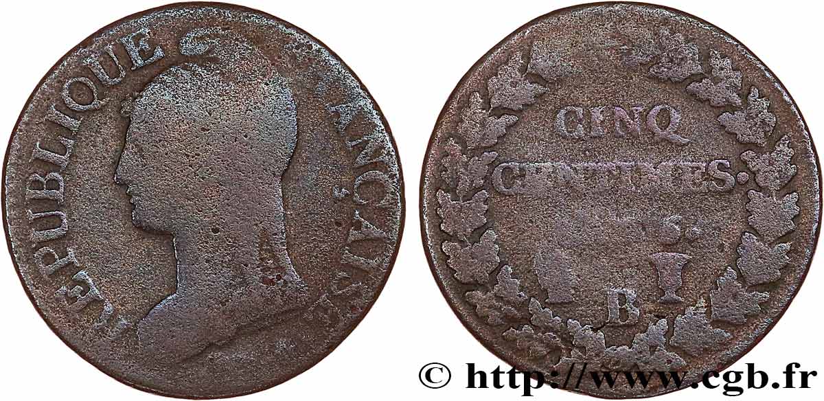 Cinq centimes Dupré, grand module 1797 Rouen F.115/15 RC 