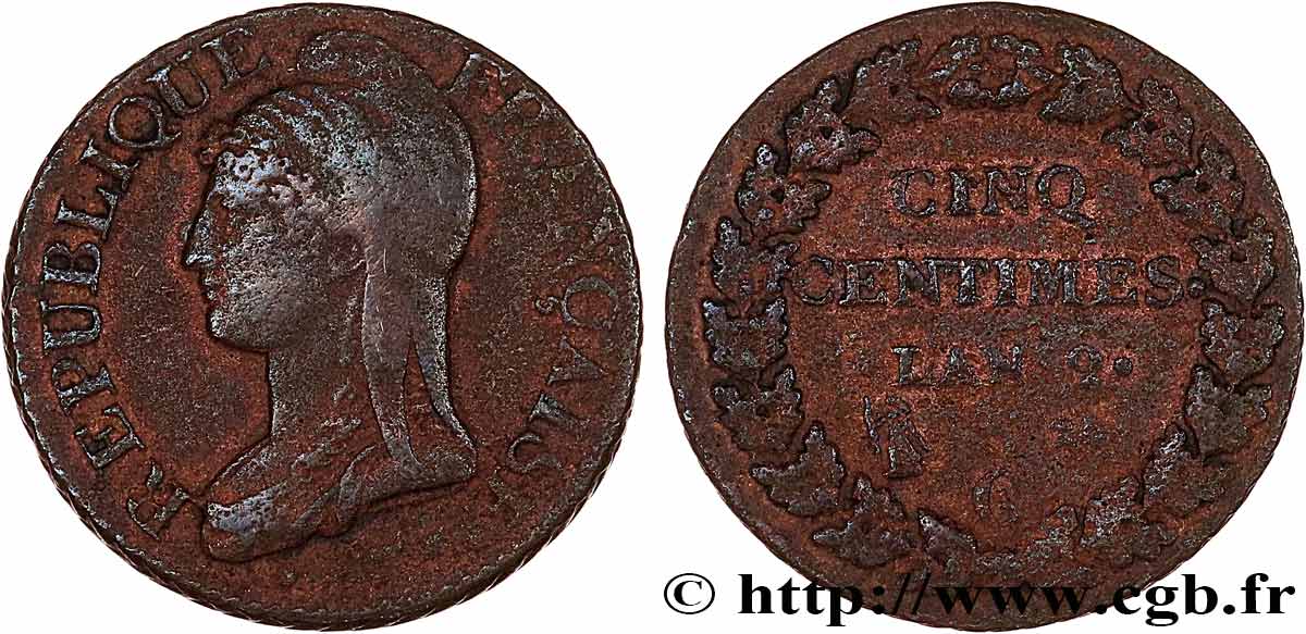 Cinq centimes Dupré, grand module 1801 Genève F.115/158 B+ 