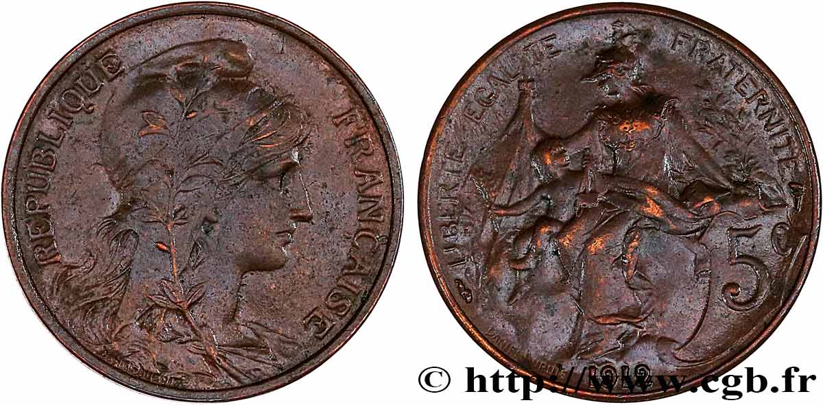 5 centimes Daniel-Dupuis 1912  F.119/24 XF45 