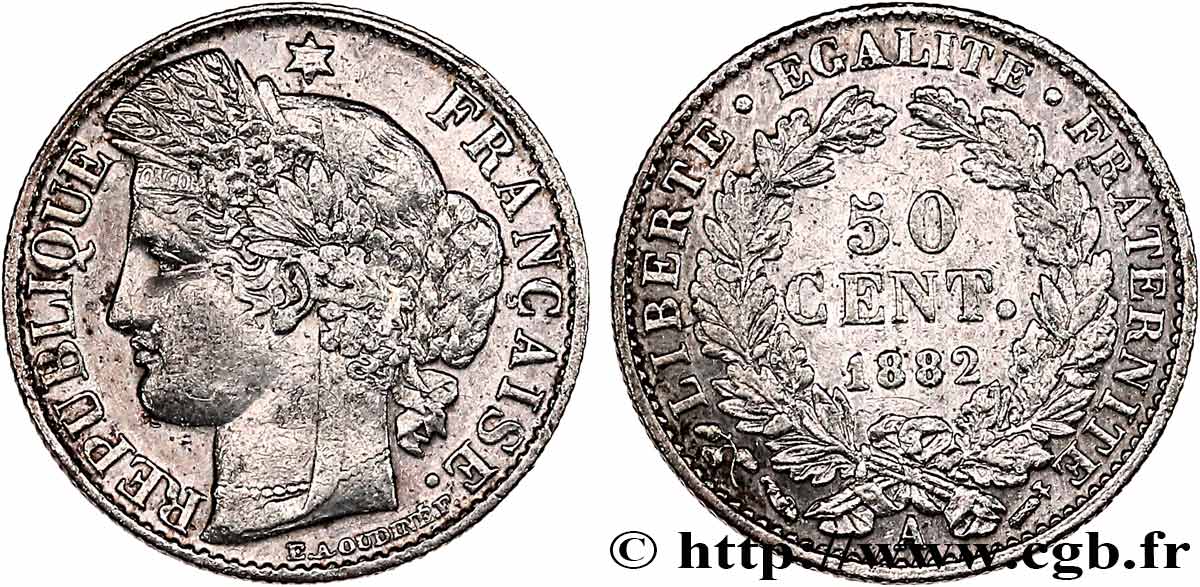 50 centimes Cérès, IIIe République 1882 Paris F.189/10 XF 