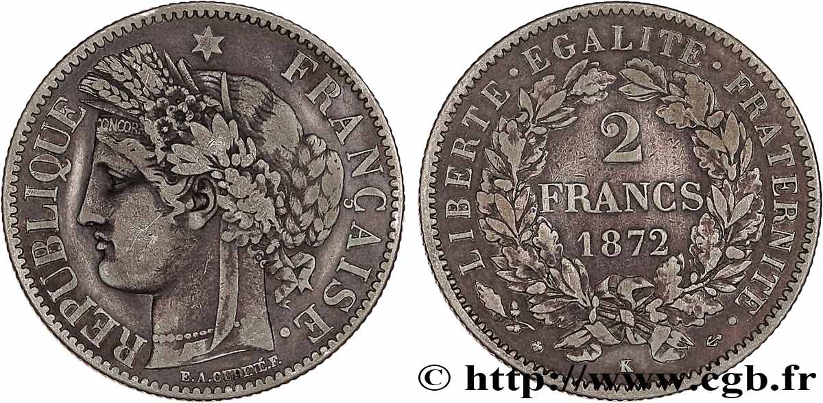 2 francs Cérès, avec légende 1872 Bordeaux F.265/9 VF 