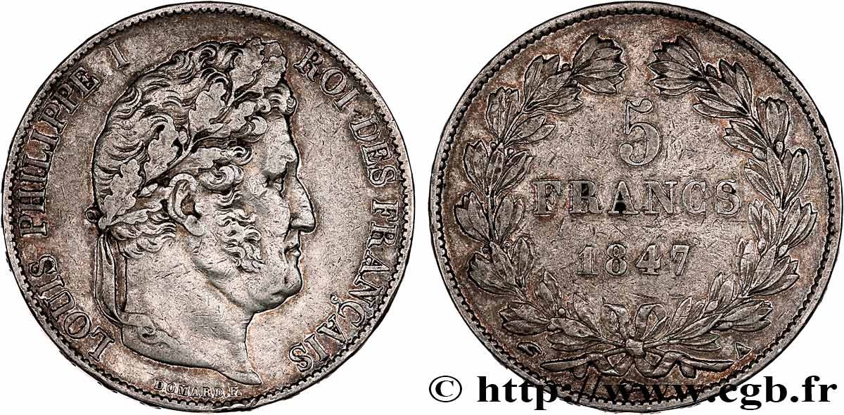 5 francs IIIe type Domard 1847 Paris F.325/14 q.BB 