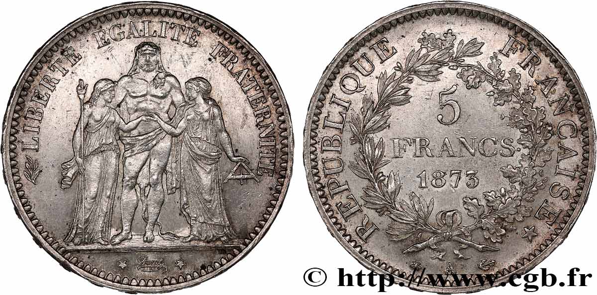 5 francs Hercule 1873 Paris F.334/9 VZ 