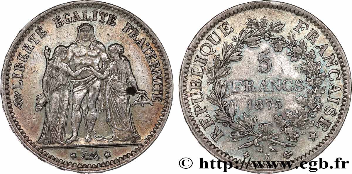 5 francs Hercule 1875 Bordeaux F.334/16 MBC 
