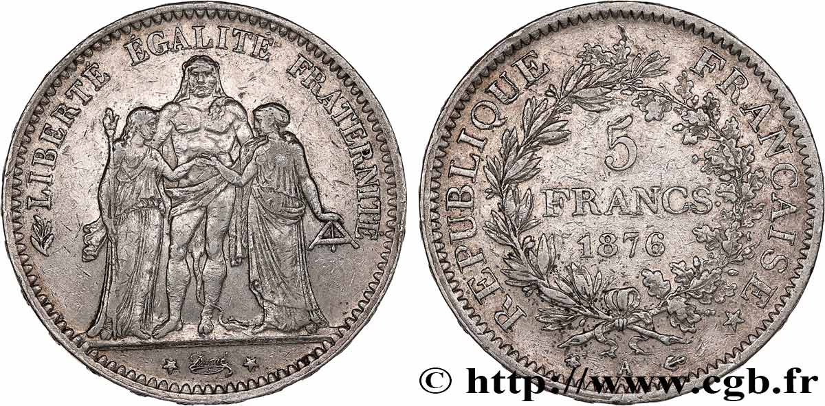 5 francs Hercule 1876 Paris F.334/17 TTB 
